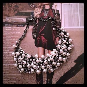 Premier Designs Necklace - Gunmetal and Pearls